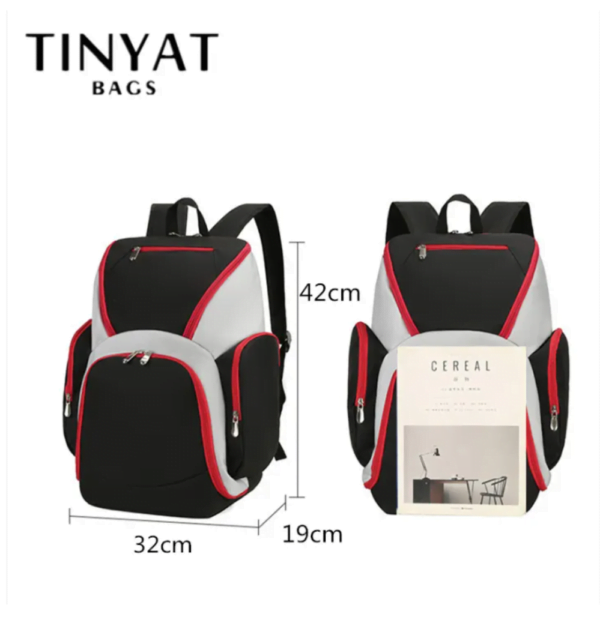 TINYAT Large Basketball Backpack Bag with Ball Compartment and Shoe Pocket Outdoor Sports Equipment Bag