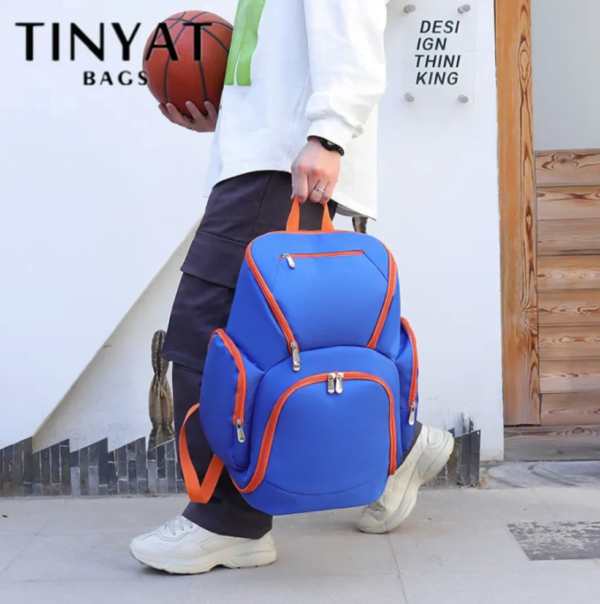 TINYAT Large Basketball Backpack Bag with Ball Compartment and Shoe Pocket Outdoor Sports Equipment Bag