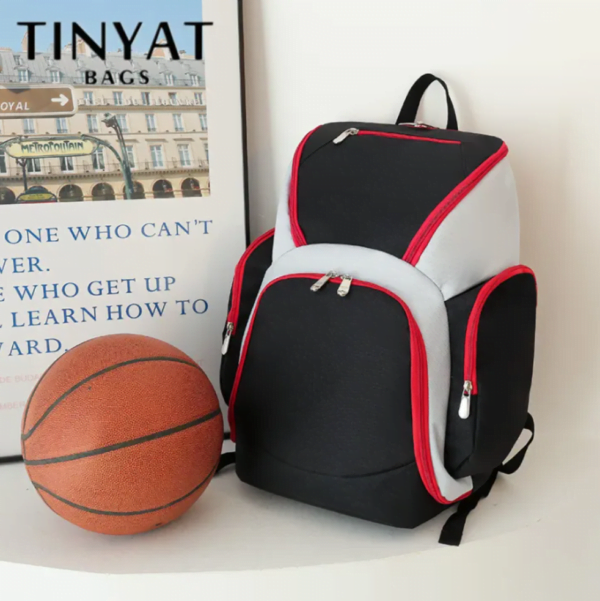 TINYAT Large Basketball Backpack Bag with Ball Compartment and Shoe Pocket Outdoor Sports Equipment Bag